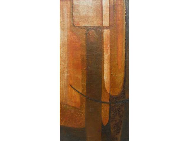 Fernando Velloso técnica mista sobre tela 120 x 60cm "Sem Titulo" ass. CID e verso datada 1966