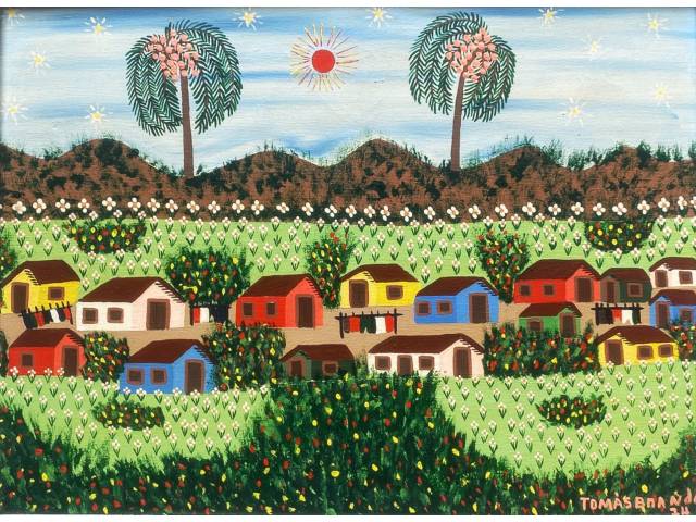 Tomas Brando óleo sobre tela 28 x 38cm "Sem Titulo" ass. CID e verso datada 1974
