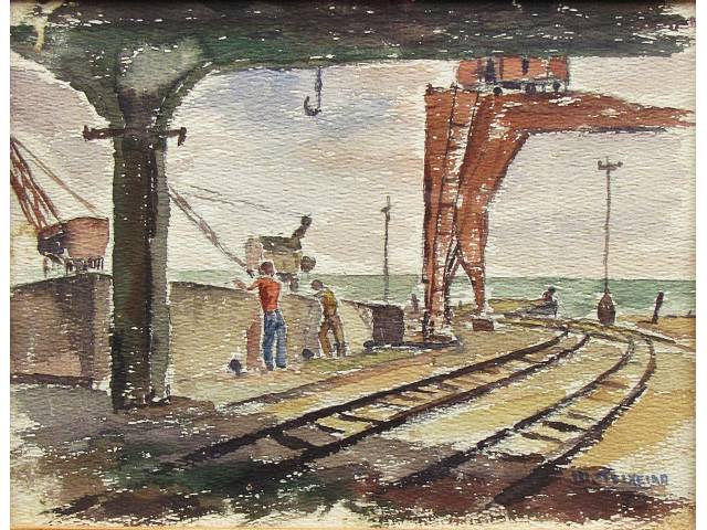 Murilo Teixeira aquarela sobre cartão 24 x 30cm  "Sem Titulo" ass. CID datada 1953