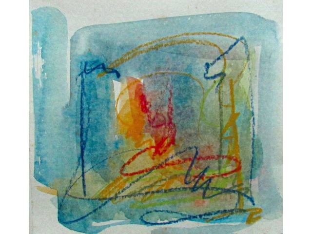 Maria Ivone  aquarela sobre cartão 19 x 19cm "Sem Titulo" ass. verso datada 1995