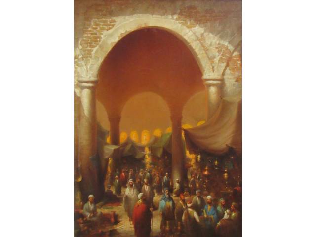 Antônio Costa Junior óleo sobre tela 50 x 70cm "Cena Arabe" ass. CID