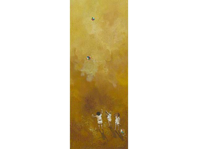 Erico da Silva óleo sobre tela100 x 40cm intitulada "Aurora da vida" ass. CID