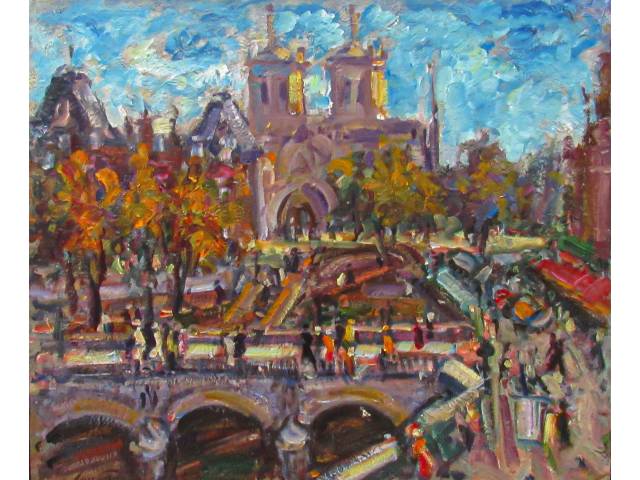 Sergio Telles óleo sobre tela 50 x 60 cm "Notre-Dame, Paris" ass CIE  datada 1979, com certificado de autenticidade assinado pelo artista