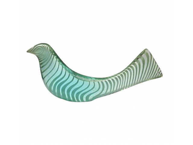 Abraham Palatnik escultura cinética representando belo pássaro na cor verde em resina de poliéster 9 x 22,5 cm
