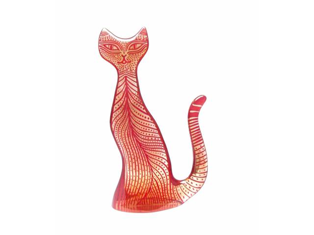 Abraham Palatnik escultura cinética representando extraordinário e raro gato gigante na cor vermelha em resina de poliéster 40 x 25 cm