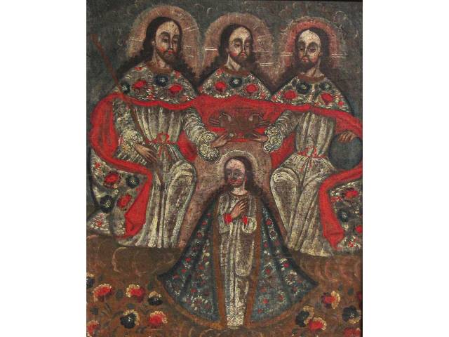 Cusquenho óleo sobre tela 67 x 64cm intitulado "Frâncisco de Assis "séc XVIII