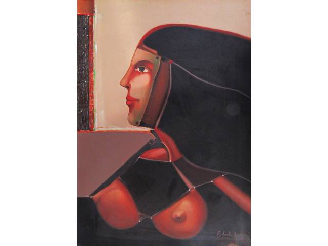 Roberto Lucio óleo sobre tela 69 x 49cm "Figura Feminina" ass. CID