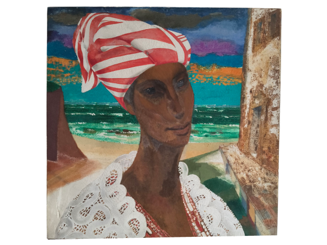 Carmélio Cruz óleo sobre tela 59 x 59cm intitulada "Ão de Xangô" ass. CID e verso datada 1971