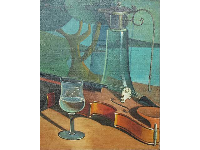 Blanco Y Couto óleo sobre tela 41 x 33cm "Sem Titulo" ass. CSE datada 1986