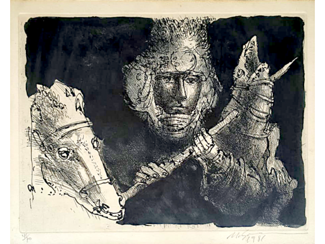 Marcelo Grassmann gravura 34 x 42cm "Sem Titulo" ass. CID datada 1981 tiragem 41/70