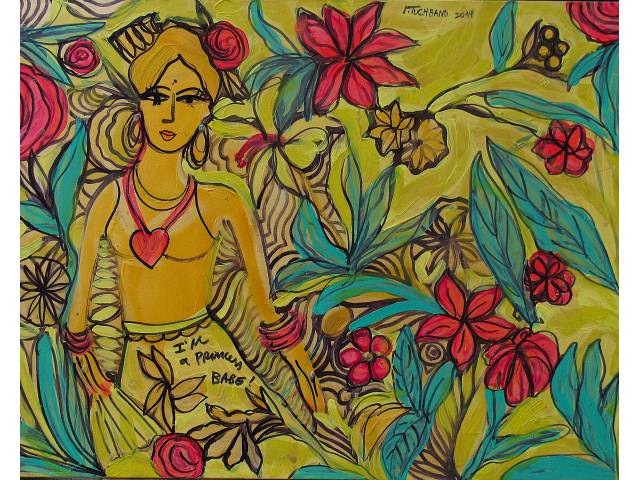 Isabelle Tuchband  acrilica  sobre tela 70 x 90cm intitulada "I'm a Princess Babe!" ass. CSD datada 2014