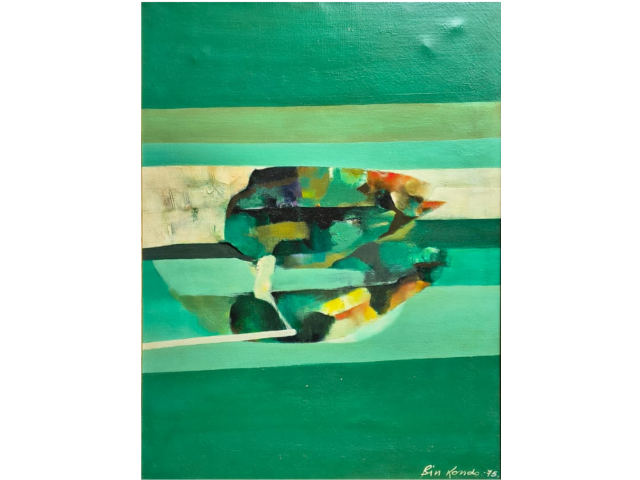 Bin Kondo óleo sobre tela 78 x 58cm "Sem Titulo" ass. CID datada 1975