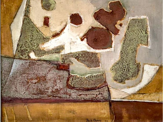 Paulo Chaves óleo sobre tela colada em eucatex 29,5 x 38,5cm "Sem Titulo" ass. CI datada 1975. Com etiqueta Galeria Paulo Prado