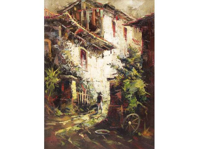 Zechetto, José Lino óleo sobre tela 80 x 60 cm "Vilarejo" ass. CIE