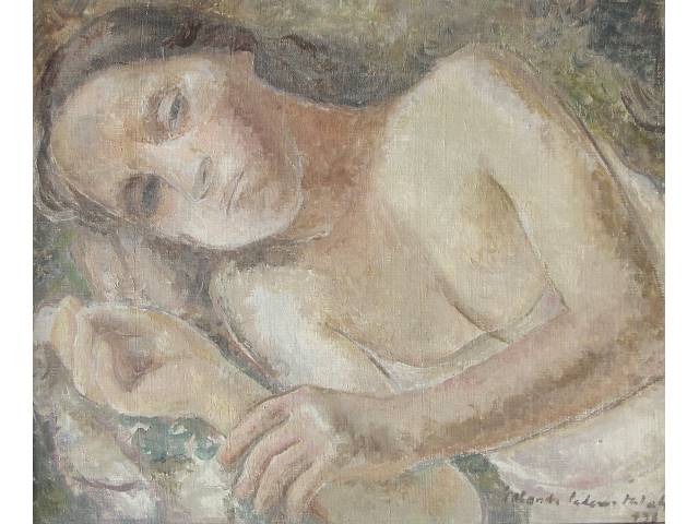 Yolanda Lederer Mohalyi óleo sobre tela  50 x 60 cm  "Figura Feminina" ass. CID datado 1948
