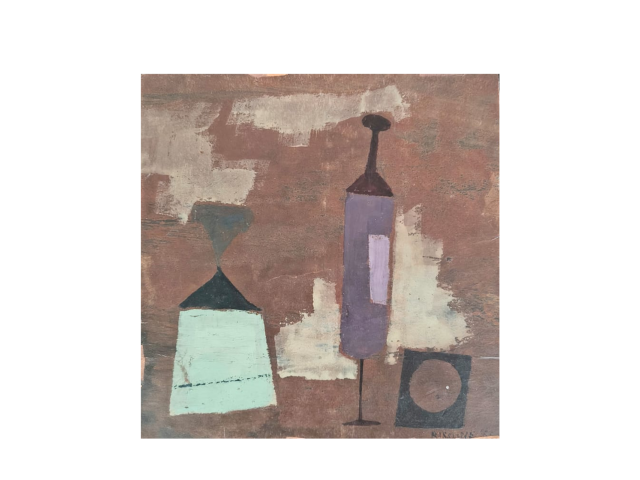 Paulo Risone óleo sobre madeira 15 x 15cm "Sem Titulo" ass. CID datada 1966