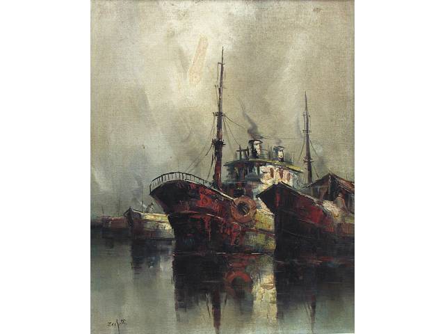 Zechetto, José Lino óleo sobre tela 73 x 58 cm "Marinha" ass. CIE