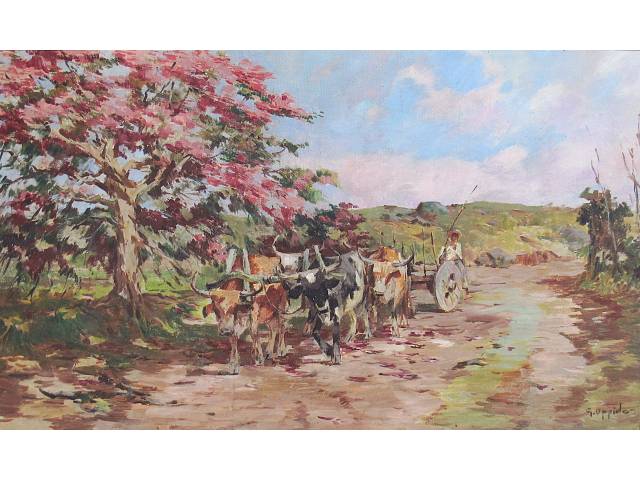 Giovanni Oppido óleo sobre tela 70 x 120cm "Sem Titulo" ass. CID