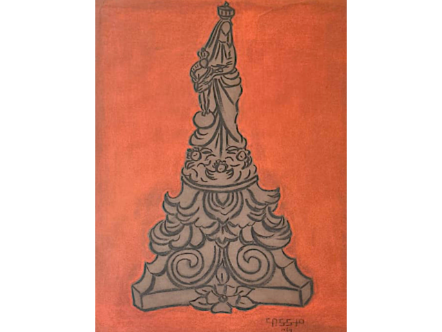 Cassio M'Boy guache sobre papel 55 x 40cm "Sem Titulo" ass. CID