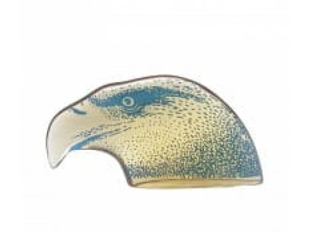 Abraham Palatnik escultura cinética representando linda cabeça de águia com detalhes em azul em resina de poliéster 8 x 16 cm