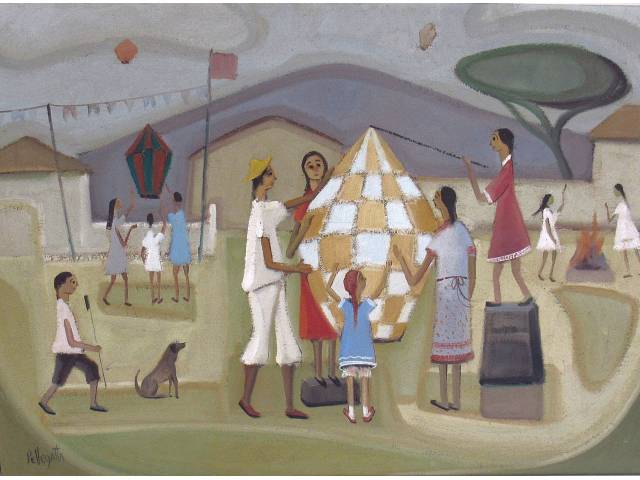 Omar Pellegatta óleo sobre tela 50 x 70cm "Festa de São João" ass.CIE