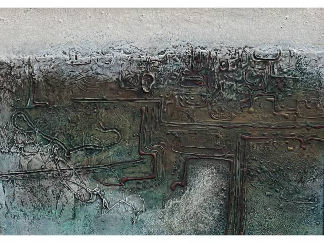 Sachiko Koshikoku óleo sobre tela 48 x 68cm "Sem Titulo" ass. CSD e verso