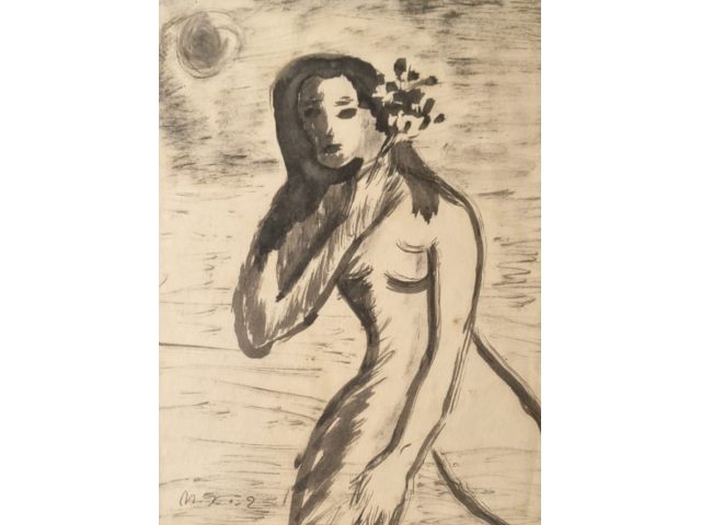 Niobe Xando nanquim 20 x 15cm "Figura Feminina com Ramalhete  ass. CIE. Registrado NX02C023/1489