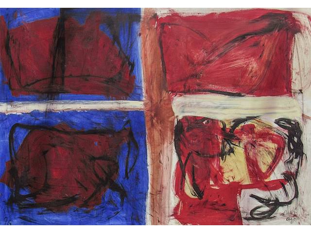 Naji Ayoub acrílica sobre tela 1,55 x 2,20cm "Sem Titulo" ass. CID e verso datada 1996. Com etiqueta