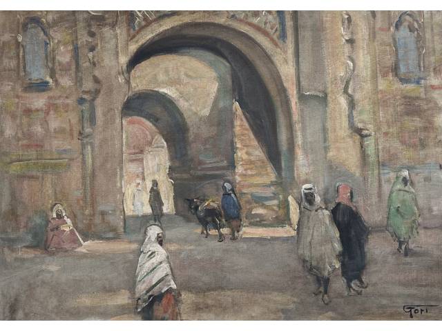 Renzo Gori óleo sobre tela 48 x 69cm "Cena Árabe"  ass. CID e verso