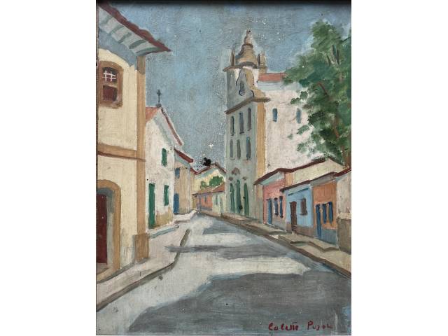 Colette Pujol guache sobre cartão 34 x 26cm "Sem Titulo" ass. CID