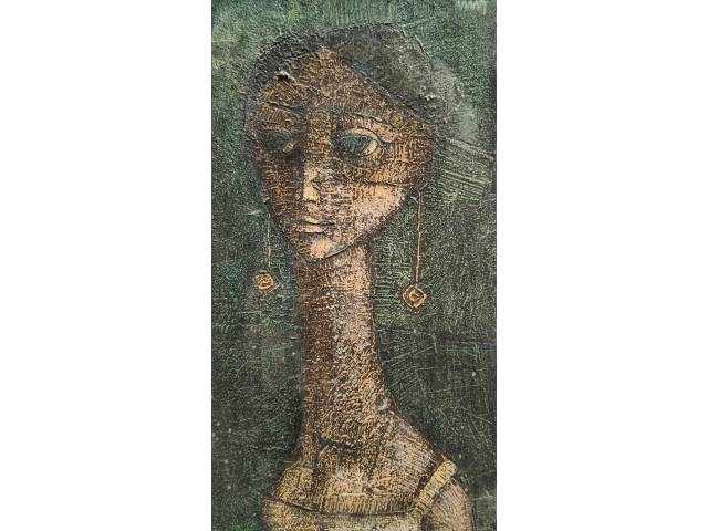 Inos Corradin óleo sobre tela 28 x 15cm "Sem Titulo" ass. CSD década de 70 .