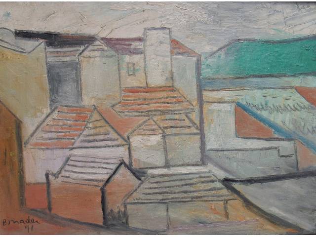 Aldo Bonadei óleo sobre madeira 26 x 36cm “Sem Titulo” ass. CIE datada 1971