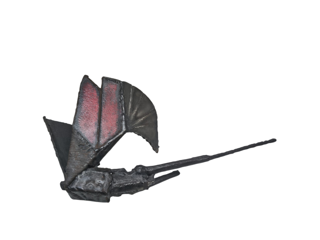 Carlos Tenius escultura em ferro 62 x 32 x 20cm "Libélula"