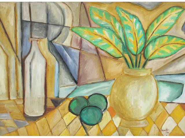 Ingres Speltri óleo sobre tela 45 x 70cm "Sem Titulo" ass. CID e verso datada 1988