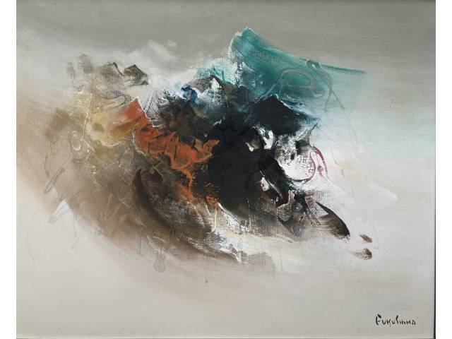 Tikashi  Fukushima óleo sobre tela 80 x 100cm "Sem Titulo" ass. CID. Com etiqueta Galeria de arte Ipan-MA