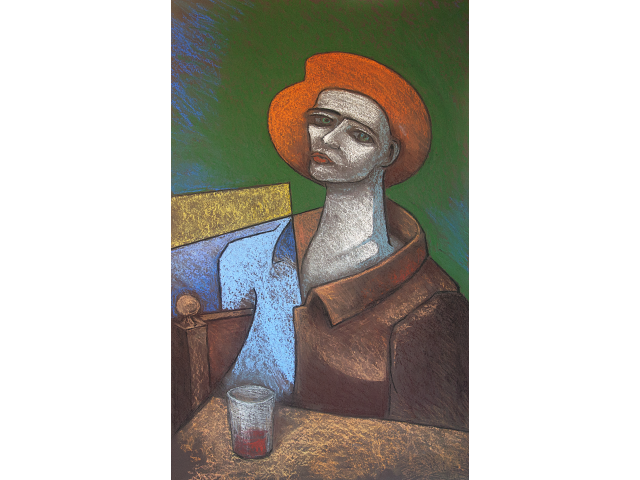 Marcos Garcia pastel sobre cartão 80 x 50cm intitulada "O Poeta II" ass. CIE datada 2020