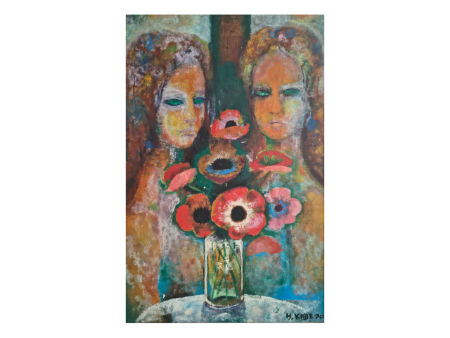 Hiroo Kabe óleo sobre tela 59 x 39cm "Sem Titulo" ass. CID datada 1970