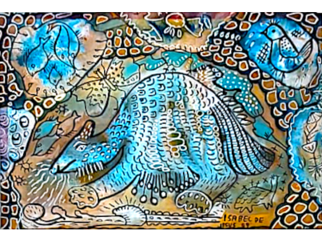 Isabel de Jesus guache sobre papel 15 x 22cm "Sem Titulo" ass. CID datada 1999