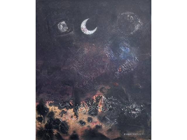 Fernando Odriozola óleo sobre cartão colado em eucatex  45 X 37cm “Sem Titulo” ass. CID