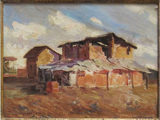 José Marques Campão óleo sobre madeira 25x 35cm "Paisagem" ass. CIE e CID datada 1916