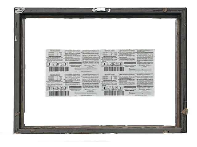 Alex Flemming carimbo sobre papel de loteria 13 x 28 cm “Gallileu Galilei” ass. inferior esquerdo