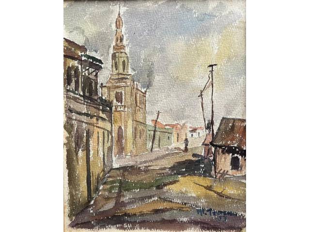 Murilo Teixeira aquarela sobre cartão  30 x 24cm "Sem Titulo" ass. CID datada 1953