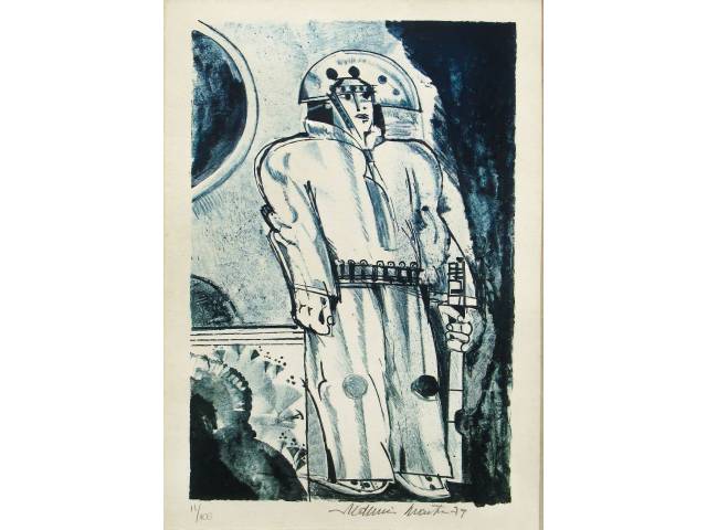 Aldemir Martins gravura 33 x 23cm "Cangaceiro" ass. CID datada 1979  t. 11/100