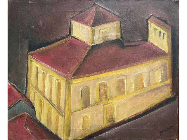 Carlos Bracher óleo sobre tela 38 x 46cm intitulada "Casa dos Contos" ass. CID e Verso datada julho de 1978 - Ouro Preto