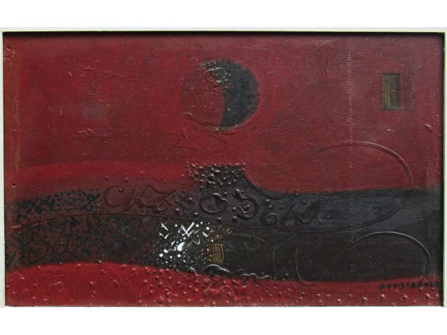 Fernando Odriozola óleo sobre  eucatex 27,5 X 43,5cm “Sem Titulo” ass. CID