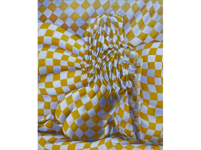 Alice Vilhena acrílica sobre tela 120 x 100cm intitulada "Esperança II" ass. CID e verso datada 2024