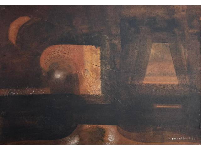 Fernando Odriozola óleo sobre cartão colado em eucatex  42 x 60cm “Sem Titulo” ass. CID datada 1978