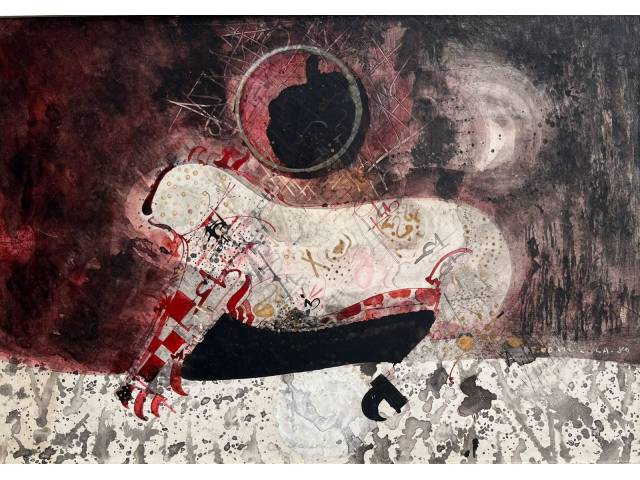 Fernando Odriozola óleo sobre Duratex  33,5 x 48,5cm “Sem Titulo” ass. CD datada 1980