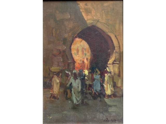 Menase Waidergorn óleo sobre madeira 30 x 20cm "Cena Árabe" ass. CID