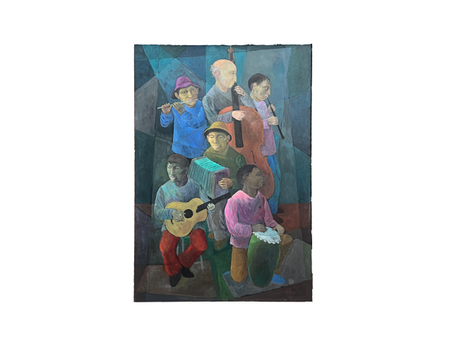 Harry Elsas óleo sobre tela 120 x 78cm  "Músicos” ass. CID